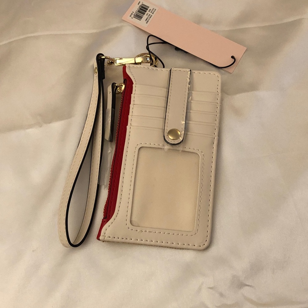 BCBG Generation Natural Color Straw Card Wallet Red Embroidered Lobsters NWT - Picture 10 of 16